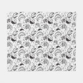 Black & White Paisley Pattern –Elegant Textile Art Fleece Deken (Voorkant (Horizontaal))