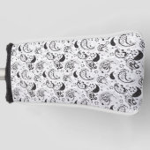 Black & White Paisley Pattern –Elegant Textile Art Golfheadcover (Voorkant)