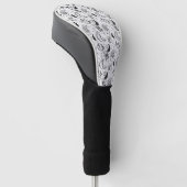 Black & White Paisley Pattern –Elegant Textile Art Golfheadcover (Schuin)