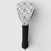 Black & White Paisley Pattern –Elegant Textile Art Golfheadcover (Voorkant)