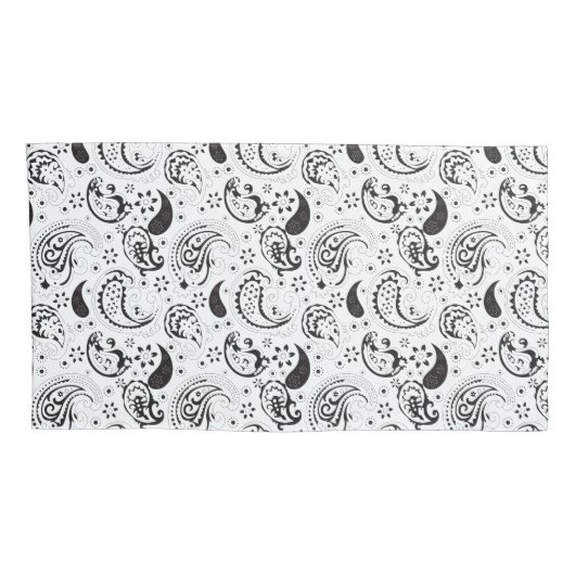 Black & White Paisley Pattern –Elegant Textile Art Kussensloop (Achterkant-Rechts)