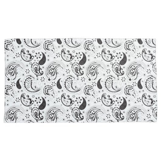 Black & White Paisley Pattern –Elegant Textile Art Kussensloop (Voorkant-Rechts)