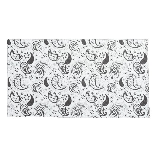 Black & White Paisley Pattern –Elegant Textile Art Kussensloop (Achterkant-Links)