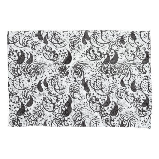 Black & White Paisley Pattern –Elegant Textile Art Kussensloop (Voorkant)