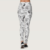 Black & White Paisley Pattern –Elegant Textile Art Leggings (Achterkant)