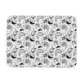 Black & White Paisley Pattern –Elegant Textile Art Magneet (Horizontaal)