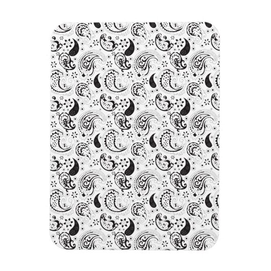 Black & White Paisley Pattern –Elegant Textile Art Magneet (Verticaal)