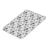 Black & White Paisley Pattern –Elegant Textile Art Magneet (Linkerzijde)
