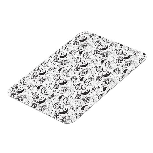 Black & White Paisley Pattern –Elegant Textile Art Magneet (Linkerzijde)