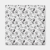 Black & White Paisley Pattern –Elegant Textile Art Magneet (Voorkant)