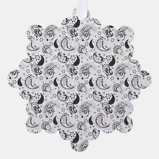 Black & White Paisley Pattern –Elegant Textile Art Ornament Kaart (Voorkant)