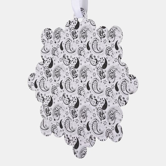 Black & White Paisley Pattern –Elegant Textile Art Ornament Kaart (Links)