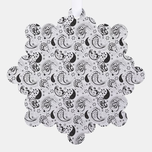 Black & White Paisley Pattern –Elegant Textile Art Ornament Kaart (Achterkant)