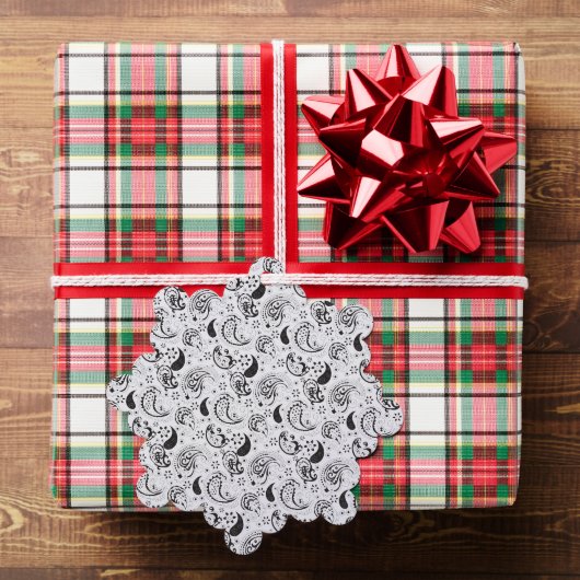 Black & White Paisley Pattern –Elegant Textile Art Ornament Kaart (Insitu (Geschenk))