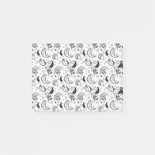 Black & White Paisley Pattern –Elegant Textile Art Post-it® Notes (Voorkant)