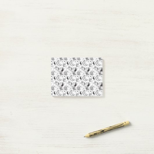Black & White Paisley Pattern –Elegant Textile Art Post-it® Notes (Op bureau)