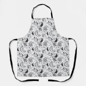 Black & White Paisley Pattern –Elegant Textile Art Schort (Voorkant)