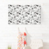 Black & White Paisley Pattern –Elegant Textile Art Spandoek (Insitu)