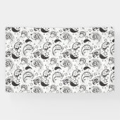 Black & White Paisley Pattern –Elegant Textile Art Spandoek (Horizontaal)