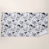 Black & White Paisley Pattern –Elegant Textile Art Strandlaken (Voorkant)