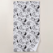 Black & White Paisley Pattern –Elegant Textile Art Strandlaken (Voorkant)