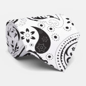 Black & White Paisley Pattern –Elegant Textile Art Stropdas (Opgerold)