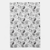 Black & White Paisley Pattern –Elegant Textile Art Theedoek (Verticaal)