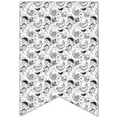 Black & White Paisley Pattern –Elegant Textile Art Vlaggetjes (Derde vlag)