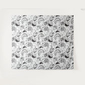 Black & White Paisley Pattern –Elegant Textile Art Wandkleed (Voorkant (horizontaal))