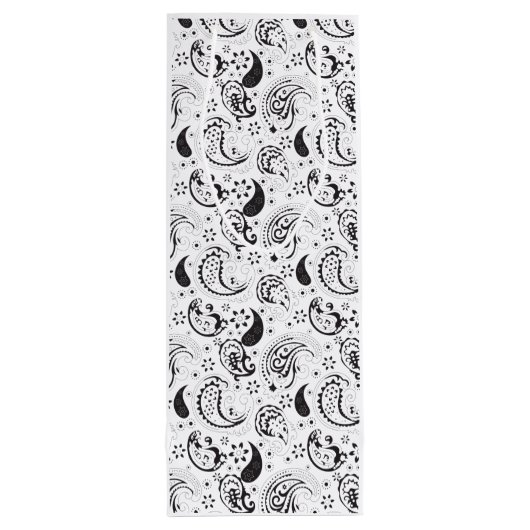 Black & White Paisley Pattern –Elegant Textile Art Wijn Cadeautas (Achterkant)