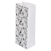 Black & White Paisley Pattern –Elegant Textile Art Wijn Cadeautas (Voorkant Gekanteld)