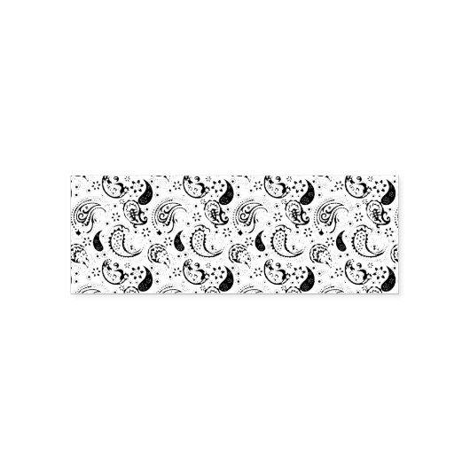 Black & White Paisley Pattern –Elegant Textile Art Zelfinktende Stempel (Design)