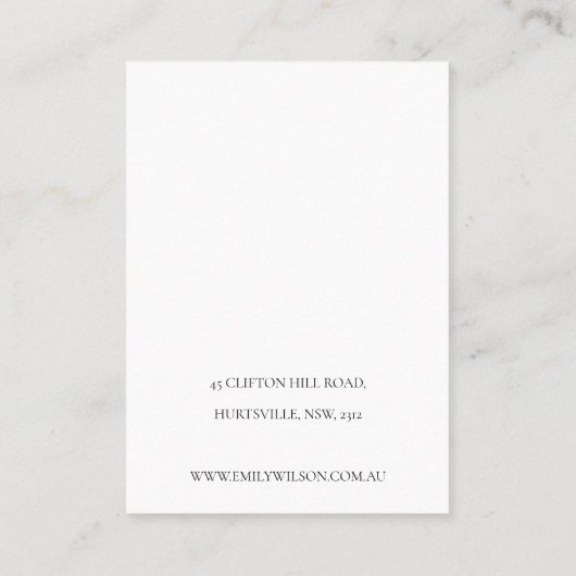 Black White Palm Leaf Sketch Band Ketting Display Visitekaartje (Achterkant)