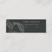Black White Palm Leaf Sketch Stud Veroorbaar beeld Mini Visitekaartje (Voorkant)