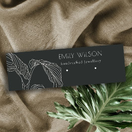 Black White Palm Leaf Sketch Stud Veroorbaar beeld Mini Visitekaartje