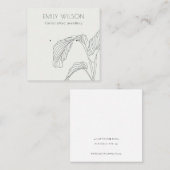 Black White Palm Leaf Sketch Stud Veroorbaar beeld Vierkante Visitekaartje (Voorkant / Achterkant)