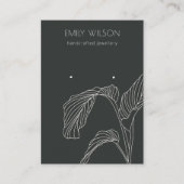 Black White Palm Leaf Sketch Stud Veroorbaar beeld Visitekaartje (Voorkant)