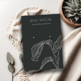 Black White Palm Leaf Sketch Stud Veroorbaar beeld Visitekaartje