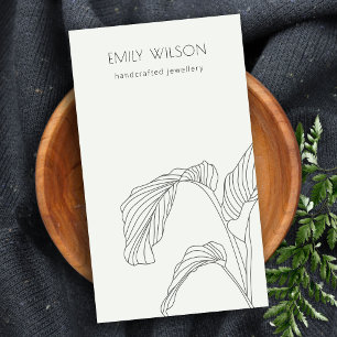 Black White Palm Leafy Sketch Jewelry Display Visitekaartje