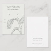 Black White Palm Leaves Sketch Earring Ketting Visitekaartje (Voorkant / Achterkant)