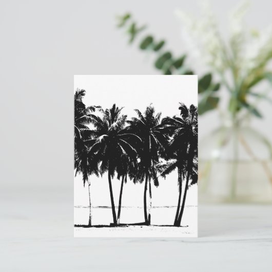 Black White Palm Trees Silhouette Briefkaart (Staand voorkant)