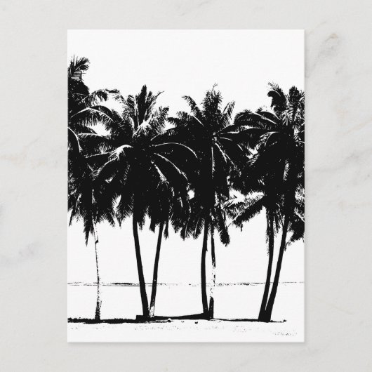 Black White Palm Trees Silhouette Briefkaart (Voorkant)