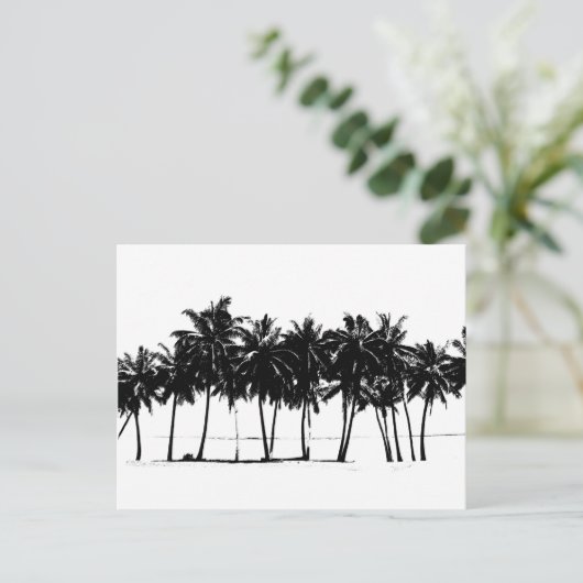 Black White Palm Trees Silhouette Briefkaart (Staand voorkant)
