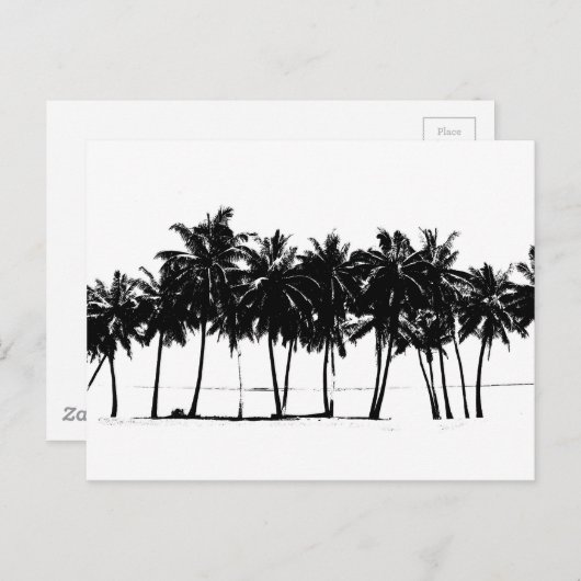 Black White Palm Trees Silhouette Briefkaart (Voorkant / Achterkant)