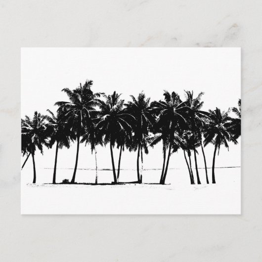 Black White Palm Trees Silhouette Briefkaart (Voorkant)