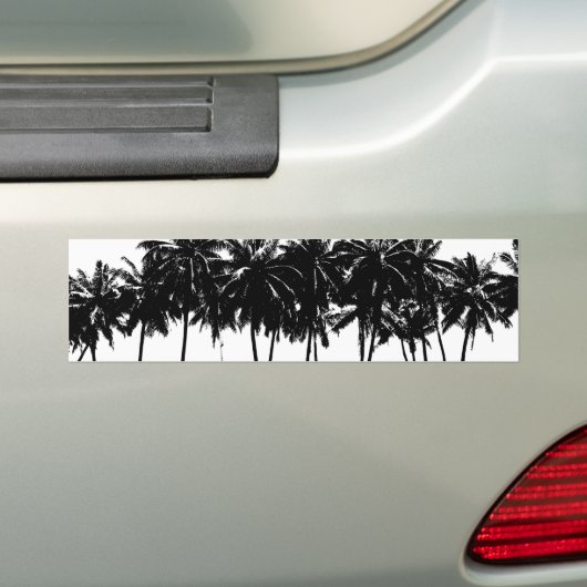 Black White Palm Trees Silhouette Bumpersticker (Op auto)