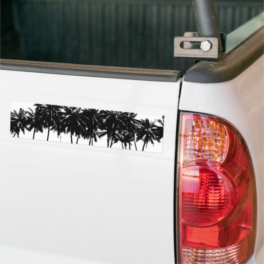 Black White Palm Trees Silhouette Bumpersticker (Op Truck)