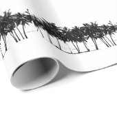 Black White Palm Trees Silhouette Cadeaupapier (Rol Hoek)