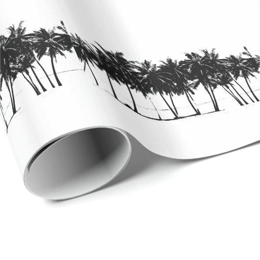 Black White Palm Trees Silhouette Cadeaupapier (Rol Hoek)