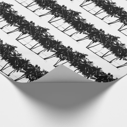 Black White Palm Trees Silhouette Cadeaupapier (Hoek)
